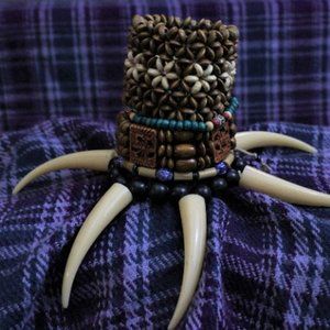 Lot of Five WoodTribal Adjustable Stretch Bracelets